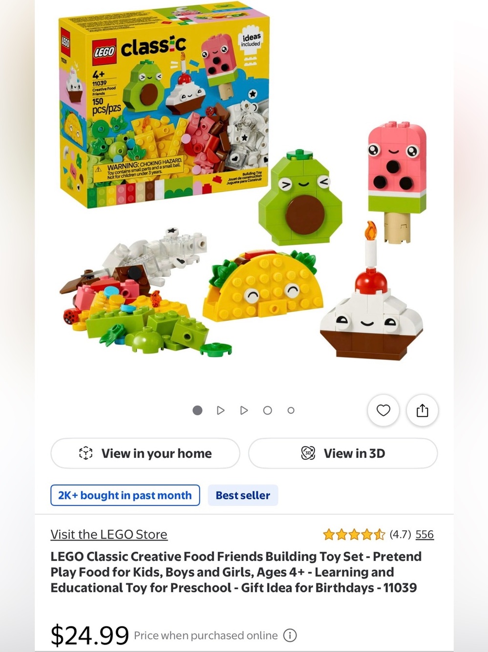 LEGO Classic Bright Green Yellow Pink Food Friends Building Set